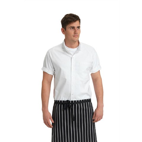 Le Chef Short Sleeve Chef Shirt With Collar, White, Prep, 2XL