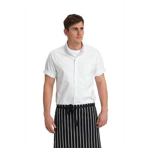 Le Chef Short Sleeve Chef Shirt With Collar, White, Prep, L