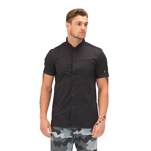 Le Chef Short Sleeve Chef Jacket, Black, Prep, 2XL