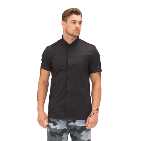 Le Chef Short Sleeve Chef Jacket, Black, Prep, L