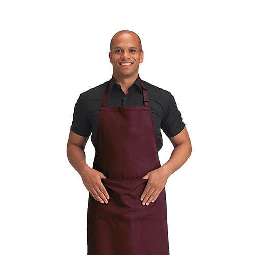 Dennys Bib Apron With Pocket L100xW80cm, Claret