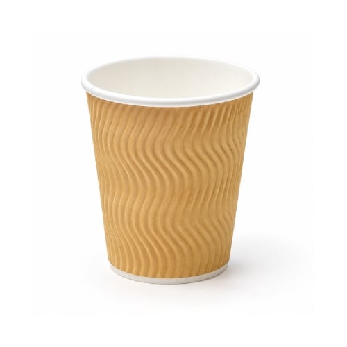 BFOODING, PE COATED PAPER RIPPLE WALL CUP, Ø8x5.3xH9cm, 8oz, 10pcs/pkt, 80pkts/ctn, BROWN
