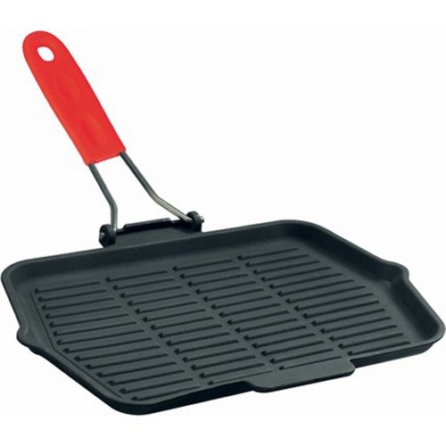 Lava Cast Iron Rectangle Grill Pan With Wire And Silicone Handle L21xW36cm, Red, Eco