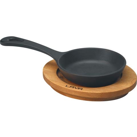 Lava Cast Iron Round Skillet With Wooden Underliner Ø120mm