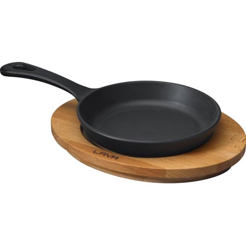 Lava Cast Iron Round Skillet With Wooden Underliner Ø160mm