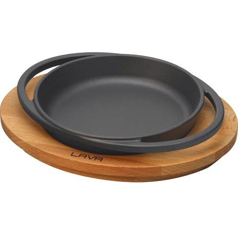 Lava Cast Iron Round Pan With Wooden Underlinder Ø160mm, Eco