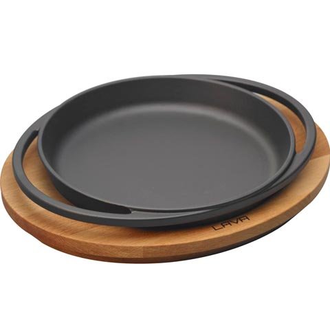 Lava Cast Iron Round Pan With Wooden Underliner Ø200mm, Eco
