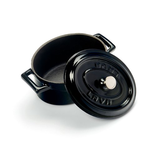 Lava Cast Iron Oval Mini Casserole Ø10cm, 0.36L, Black, Trendy