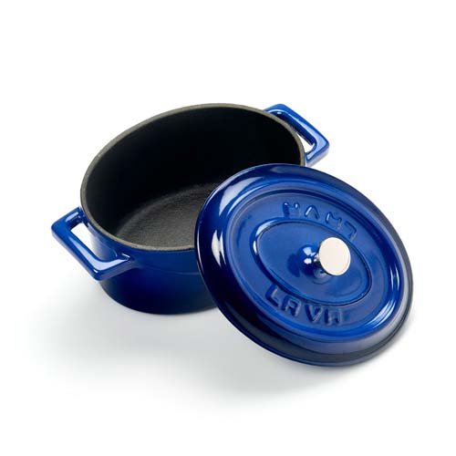 Lava Cast Iron Oval Mini Casserole Ø10cm, 0.36L, Blue, Trendy