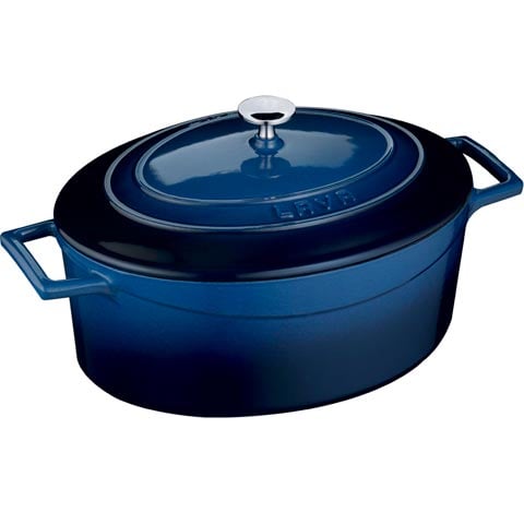 Lava Cast Iron Oval Casserole 25cm, 3.3L, Blue, Folk