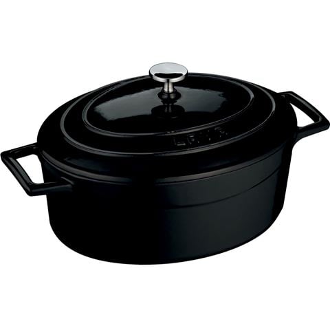 Lava Cast Iron Oval Casserole 25cm, 3.3L, Black, Folk