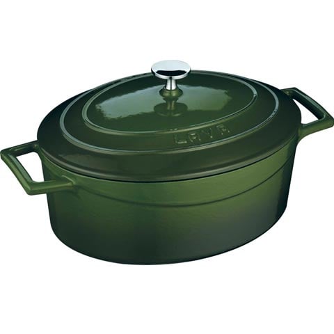 Lava Cast Iron Oval Casserole 25cm, 3.3L, Green, Folk