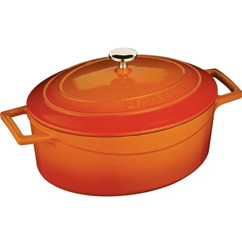 Lava Cast Iron Oval Casserole 25cm, 3.3L, Orange, Folk