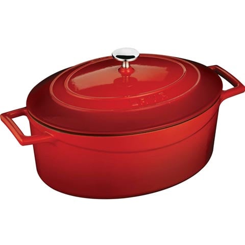 Lava Cast Iron Oval Casserole 25cm, 3.3L, Red, Folk