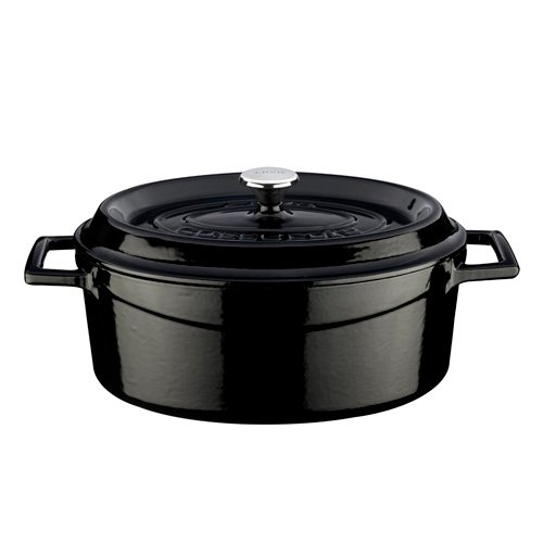 CAST IRON OVAL CASSEROLE Ø25cm, 3.2L, BLACK, TRENDY, LAVA
