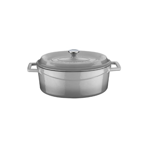 Lava Cast Iron Oval Casserole 21x25cm,Grey, Trendy