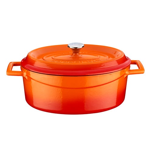 Lava Cast Iron Oval Casserole Ø25cm, 3.2L, Orange, Trendy