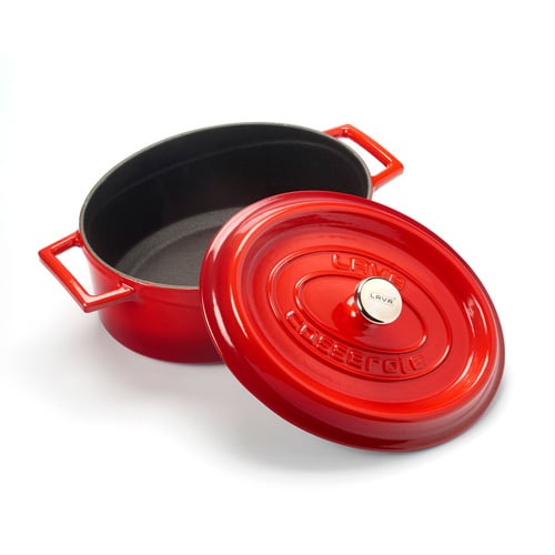 Lava Cast Iron Oval Casserole Ø25cm, 3.2L, Red, Trendy