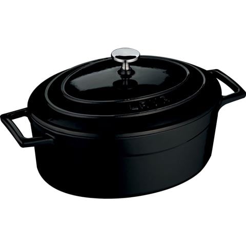 Lava Cast Iron Oval Casserole 27cm, 4.0L, Black, Folk