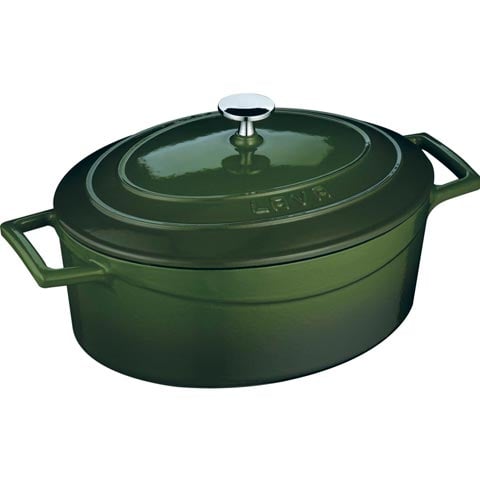 Lava Cast Iron Oval Casserole 27cm, 4.0L, Green, Folk