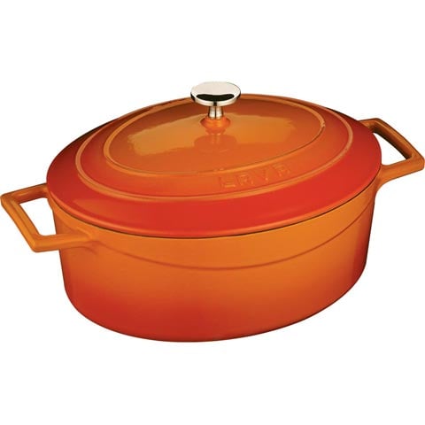 Lava Cast Iron Oval Casserole 27cm, 4.0L, Orange, Folk