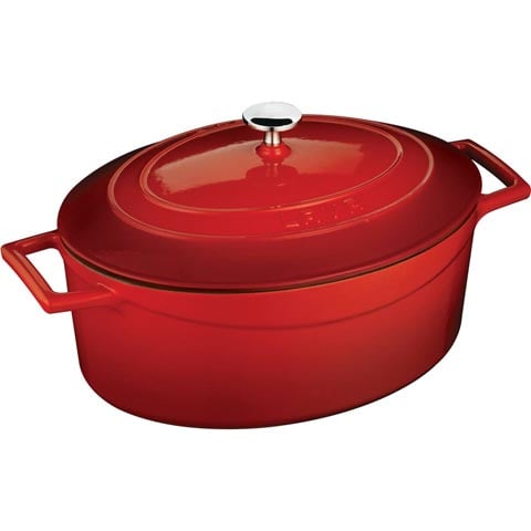 Lava Cast Iron Oval Casserole 27cm, 4.0L, Red, Folk