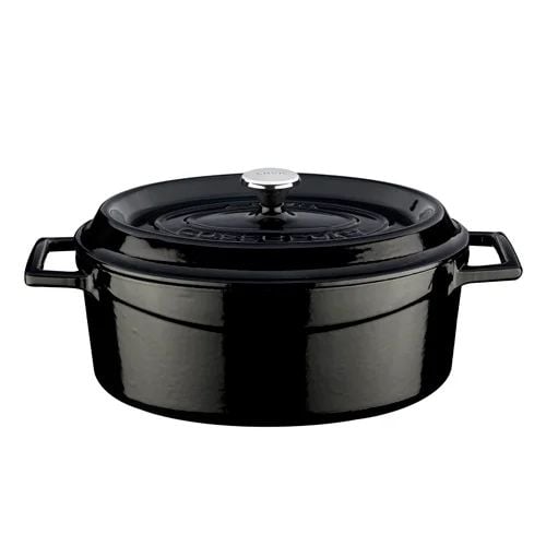 Lava Cast Iron Oval Casserole Ø29cm, 4.7L, Black, Trendy