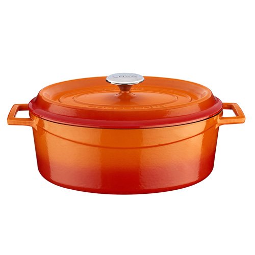 Lava Cast Iron Oval Casserole Ø29cm, 4.8L, Orange, Trendy