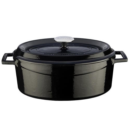 Lava Cast Iron Oval Casserole Ø31cm, 7.1L, Black, Trendy