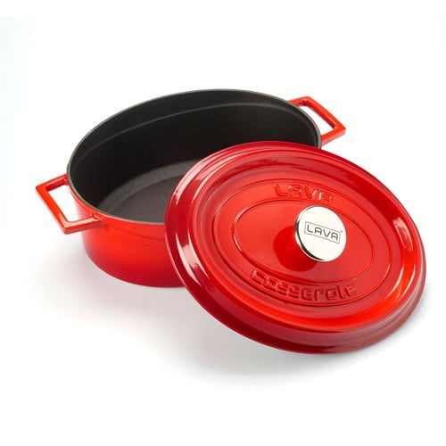 Lava Cast Iron Oval Casserole Ø31cm, 7.1L, Red, Trendy