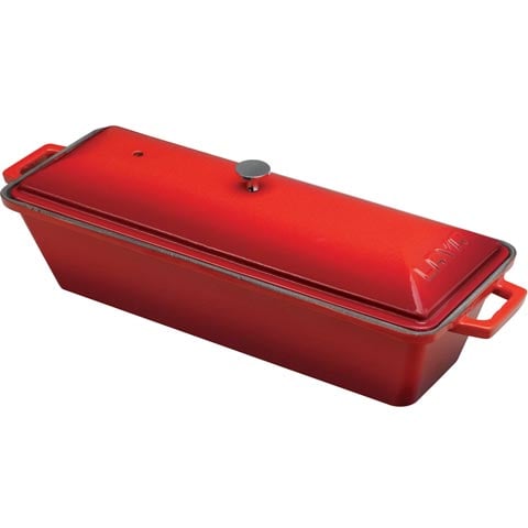 Lava Cast Iron Rectangle Terrine Pot L33xW11.1xH10.8cm, 1.05L, Red