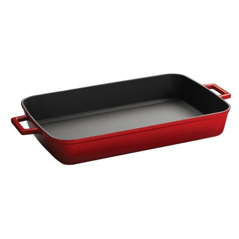 Lava Cast Iron Rectangle Roasting Dish 22x30cm, 2.65L, Red