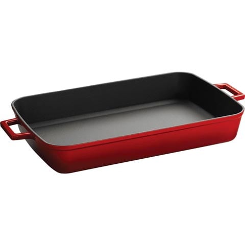 Lava Cast Iron Rectangle Roasting Dish 26x40cm, 5.0L, Red