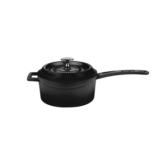 Lava Cast Iron Sauce Pan With Metal Handle Ø16cm, 1.35L, Black