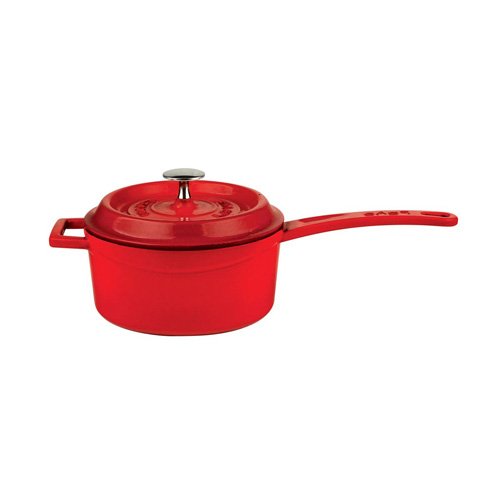 Lava Cast Iron Sauce Pan With Metal Handle Ø16cm, 1.35L, Red