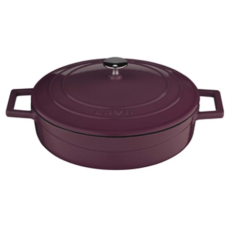 Lava Cast Iron Round Low Casserole Ø24cm, 2.4L, Light Purple, Folk