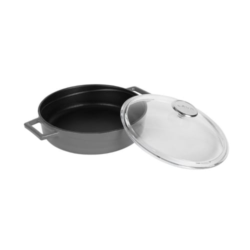 Lava Cast Iron Multi-Purpose Round Casserole With Lid Ø24cm,Grey