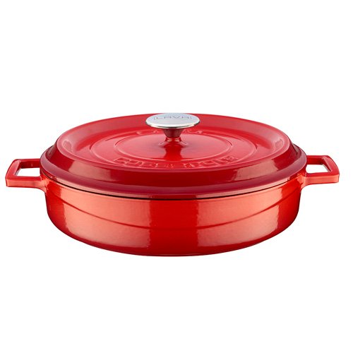 Lava Cast Iron Round Low Casserole Ø28cm, 3.5L, Red, Trendy