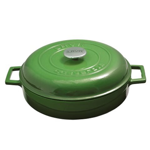 Lava Cast Iron Multi-Purpose Casseroles With Dome Lid Ø28cm, Green