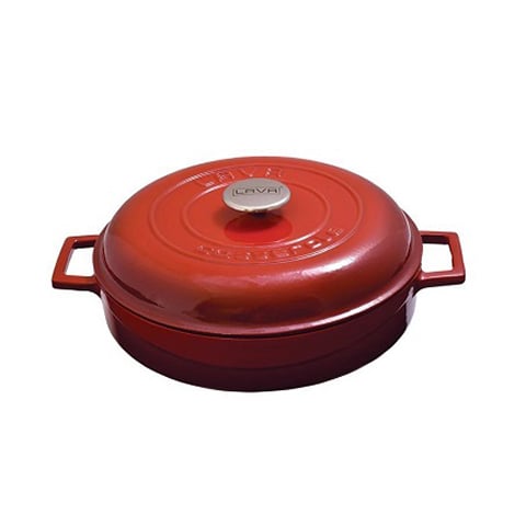 Lava Cast Iron Multi-Purpose Casseroles With Dome Lid Ø28cm, Red