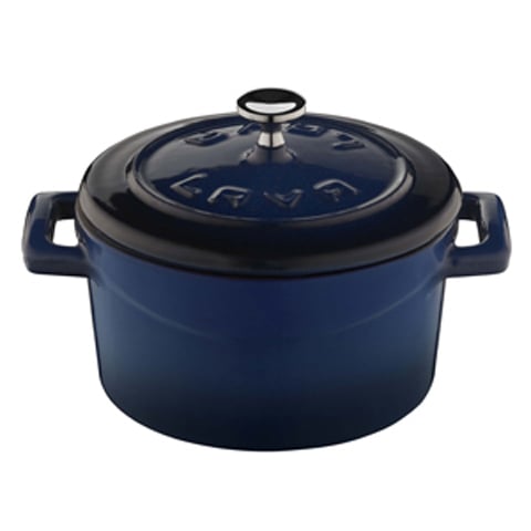 Lava Cast Iron Round Mini Casserole Ø10cm, 0.35L, Blue, Folk