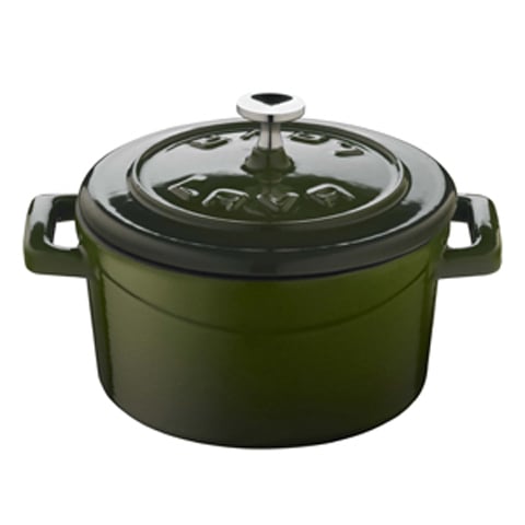 Lava Cast Iron Round Mini Casserole Ø10cm, 0.35L, Green, Folk