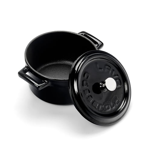 Lava Cast Iron Round Mini Casserole Ø10cm, 0.35L, Black, Trendy