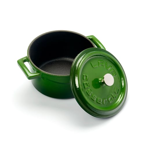 Lava Cast Iron Round Mini Casserole Ø10cm, 0.35L, Green, Trendy