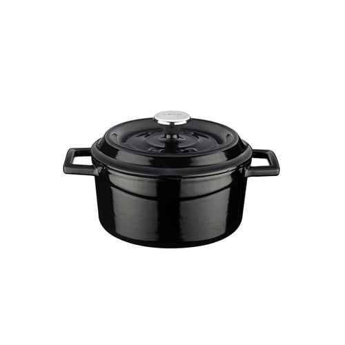 Lava Cast Iron Round Casserole Ø14cm, 0.8L, Black, Trendy