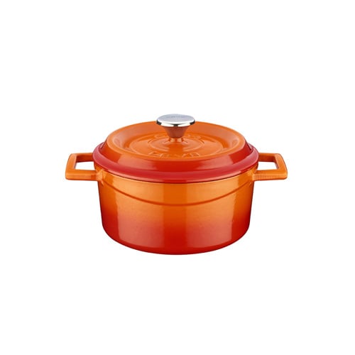 Lava Cast Iron Round Casserole Ø14cm, 0.8L, Orange, Trendy