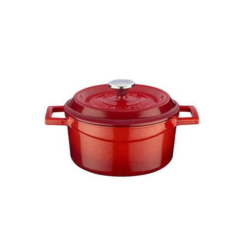 Lava Cast Iron Round Casserole Ø14cm, 0.8L, Red, Trendy