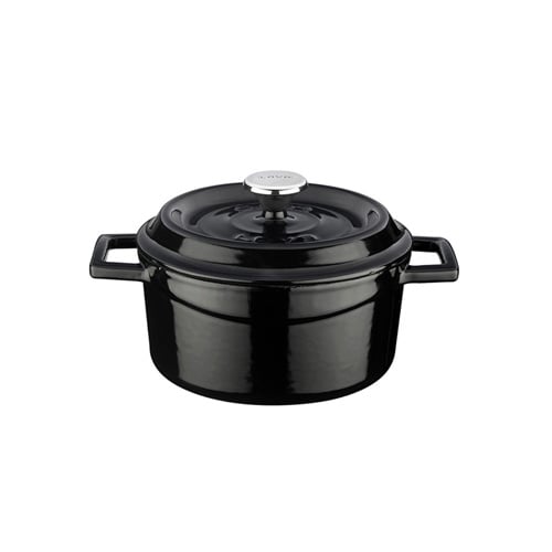 Lava Cast Iron Round Casserole Ø18cm, 1.7L, Black, Trendy