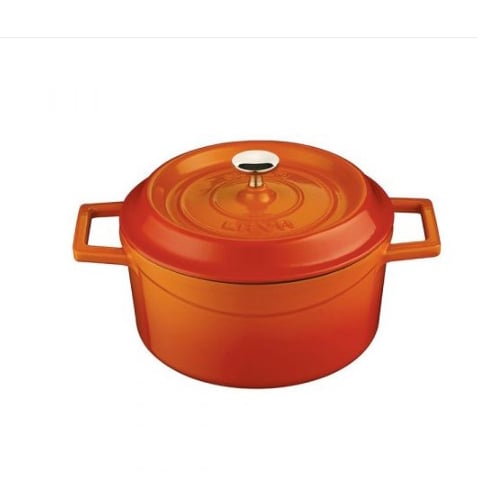 Lava Cast Iron Round Casserole Ø18cm, 1.7L, Orange, Trendy