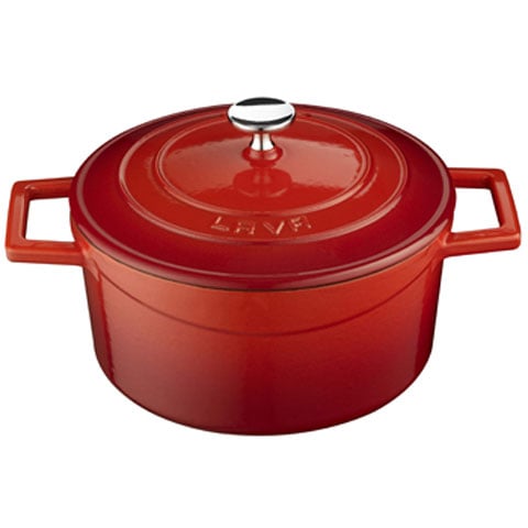 Lava Cast Iron Round Casserole Ø20cm, 2.6L, Red, Folk